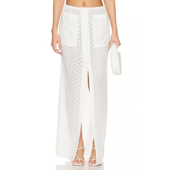 Lovers + Friends Dresses & Skirts - Lovers + Friends Fiona Cottagecore Romantic Maxi Skirt White Eyelet Lace XS